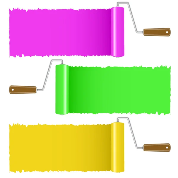 Renkli boya rulo fırça seti — Stok Vektör