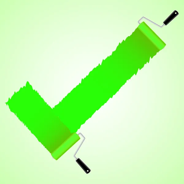 Green check symbol from paint roller brush — Stock Vector