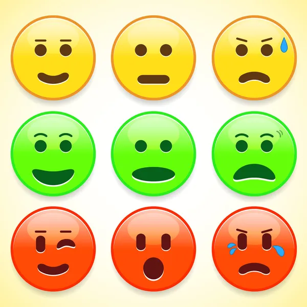 Set of colourful emoticon icons — Stock Vector