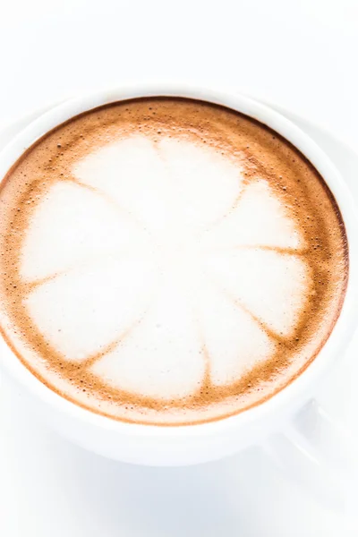 Close up hot cafe mocha isolated on white background — Stock Photo, Image