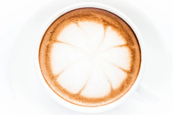Beautiful cup of hot cafe mocha isolated on white background — Stock Photo, Image