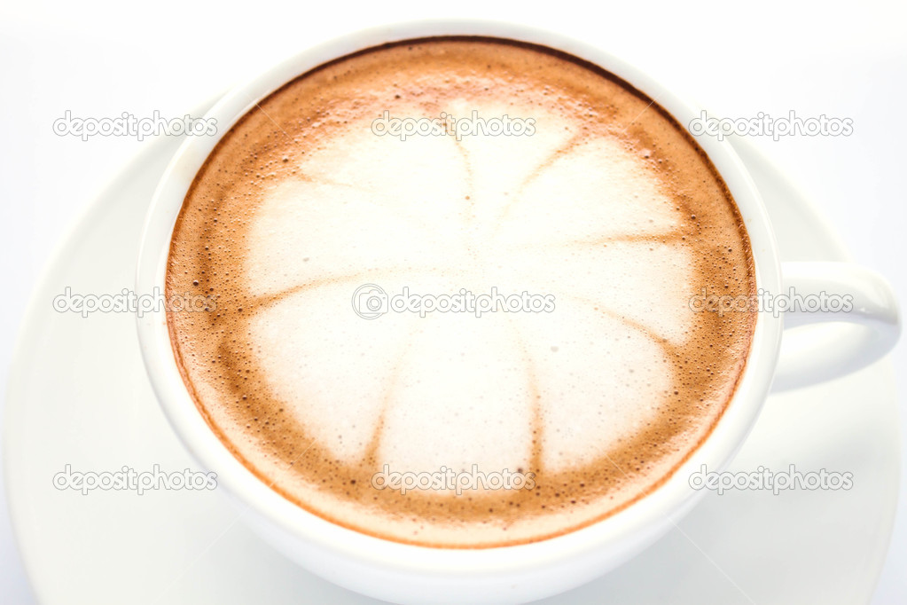 Hot cup of mocha isolated on white background