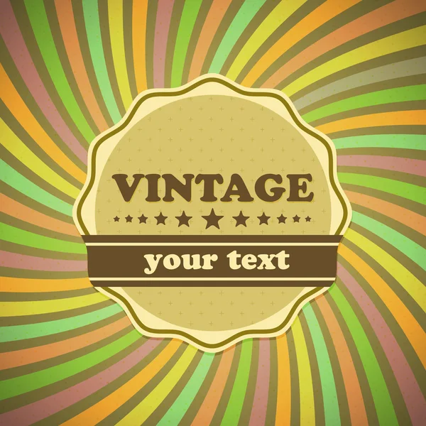 Étiquette vintage sur fond de rayons de soleil — Image vectorielle