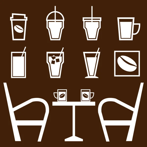 Conjunto de bebidas no café — Vetor de Stock