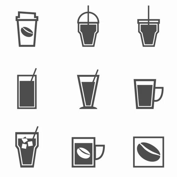 Coffee drinks icons collection on white background — Stock Vector