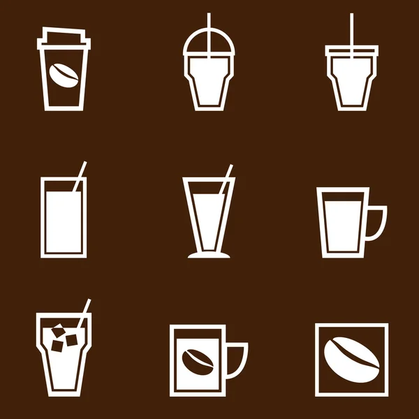 Kaffedrinkar ikoner collection — Stock vektor