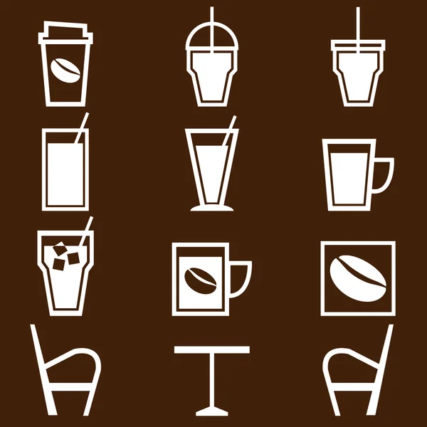 Café boissons icônes dans le café — Image vectorielle