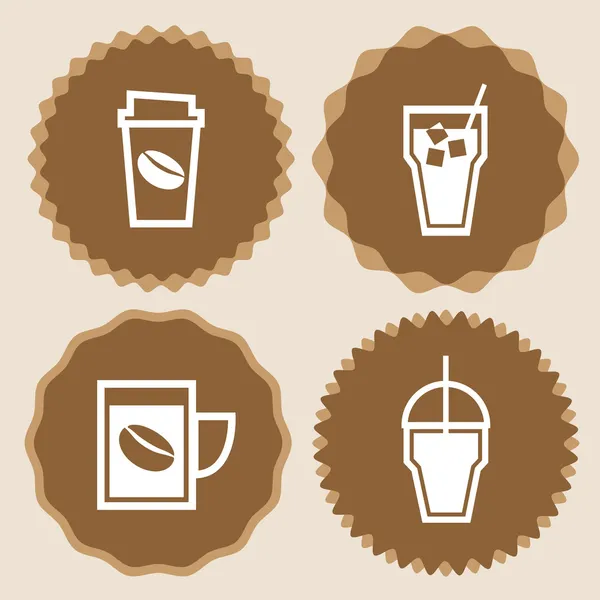 Kaffe kopp ikoner badge set — Stock vektor