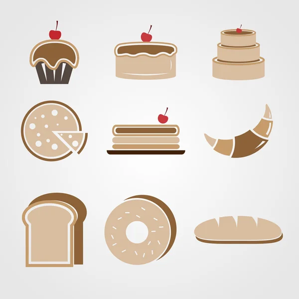 Berbagai ikon warna toko roti - Stok Vektor