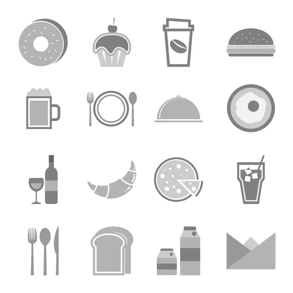 Icone alimentari impostate su sfondo bianco — Vettoriale Stock