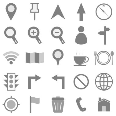 Beyaz arka plan harita simgeleri