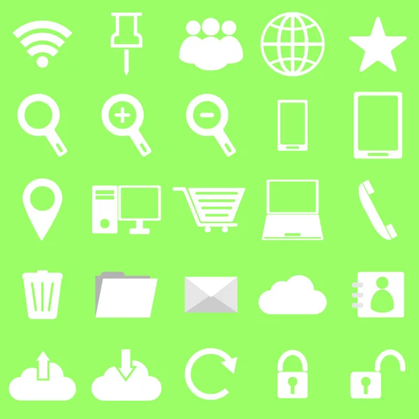Icônes Internet sur fond vert — Image vectorielle