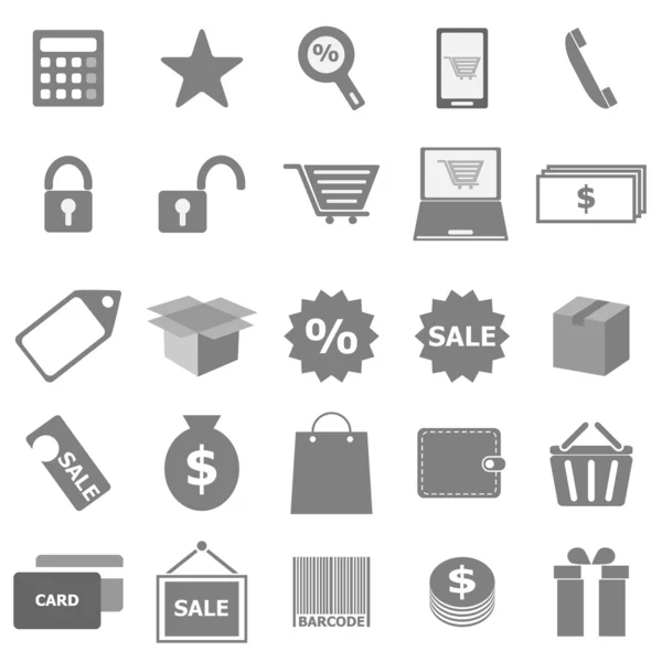 Zakupy ikony na białym tle — Wektor stockowy