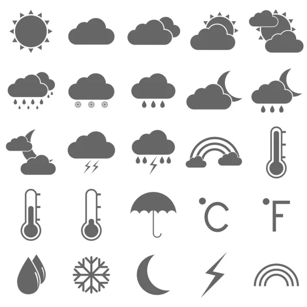 Weather icons on white background — Stock Vector