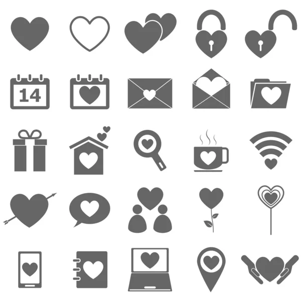 Iconos de amor sobre fondo blanco — Vector de stock