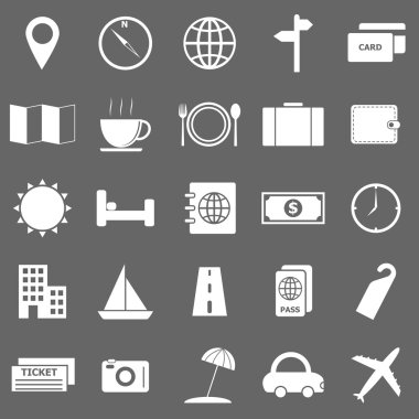 gri arka plan üzerinde seyahat simgeler