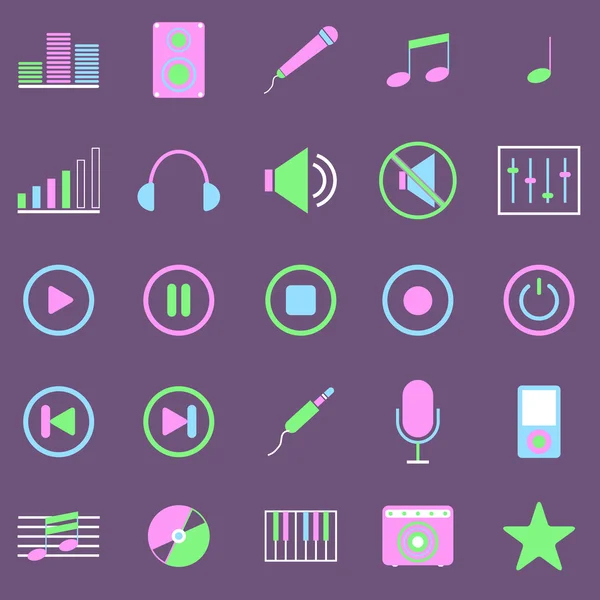 Muzyka kolor ikony na fioletowym tle — Wektor stockowy