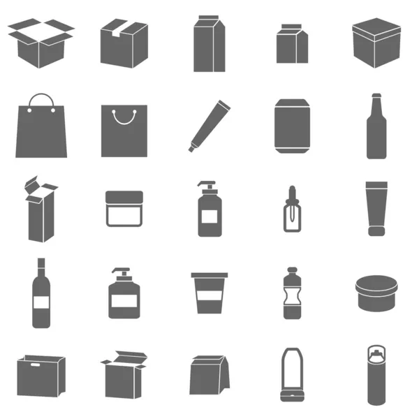 Iconos de embalaje sobre fondo blanco — Vector de stock