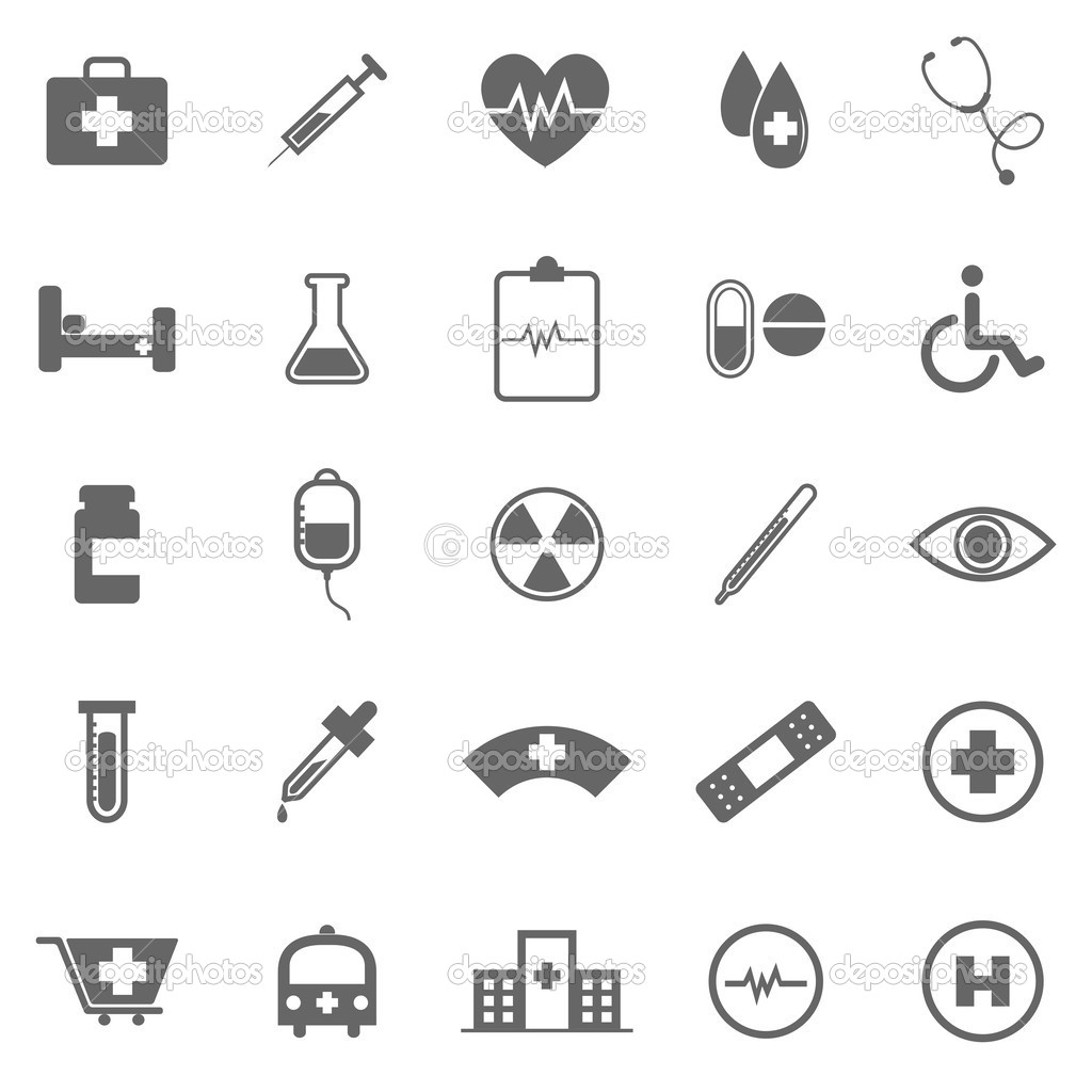 Medical icons on white background