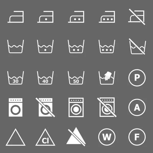 Laundry icons on gray background — Stock Vector