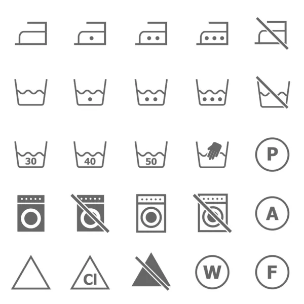 Iconos de lavandería sobre fondo blanco — Archivo Imágenes Vectoriales
