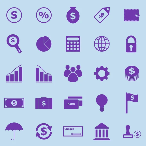 Finanzen violette Symbole auf blauem Hintergrund — Stockvektor
