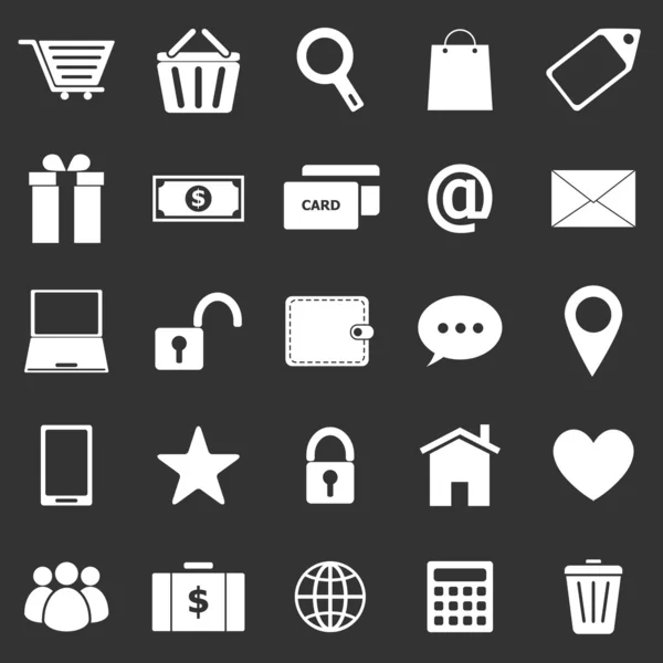 Ecommerce icons on black background — Stock Vector