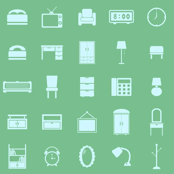 Bedroom color icons on green background — Stock Vector