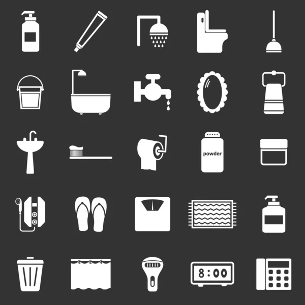 Bathroom icons on black background — Stock Vector
