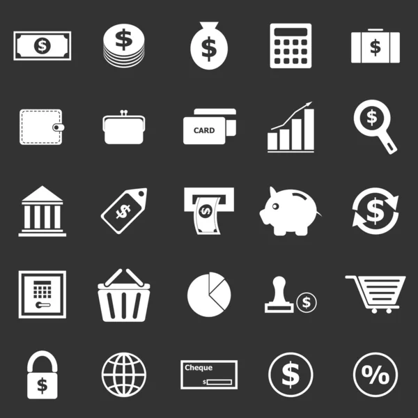 Iconos de dinero sobre fondo negro — Vector de stock