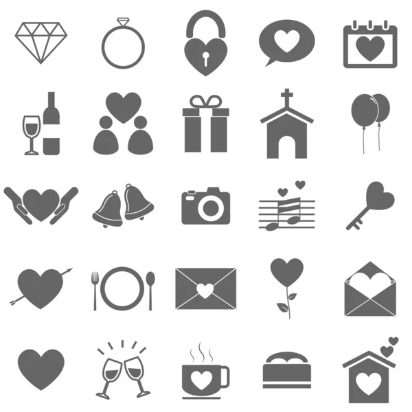 Beyaz arka plan üzerinde düğün simgeler