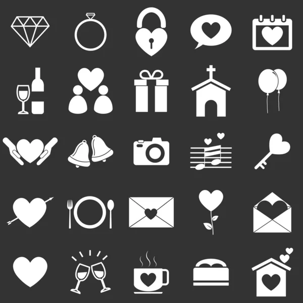 Düğün simgeler siyah arka plan üzerine