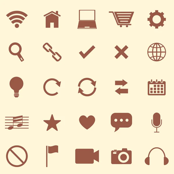 Iconos de color web sobre fondo marrón — Vector de stock