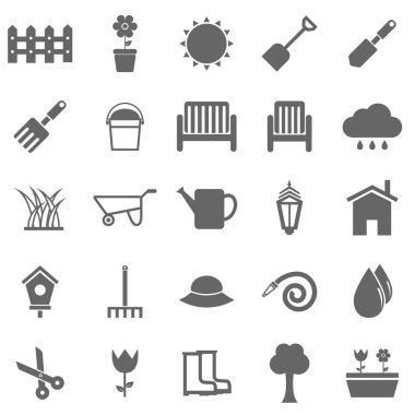 Beyaz arka plan Bahçe simgeleri