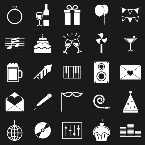 Celebrazione icone su sfondo nero — Vettoriale Stock