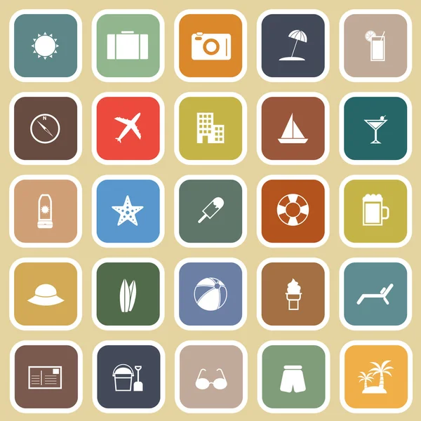 Summer flat icons on brown background — Stock Vector