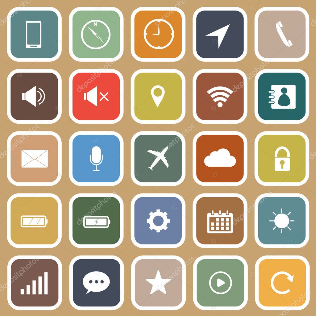Mobile phone flat icons on brown background Stock Vector by ©punsayaporn  35235139
