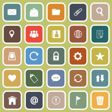 yeşil zemin üzerine posta düz simgeler