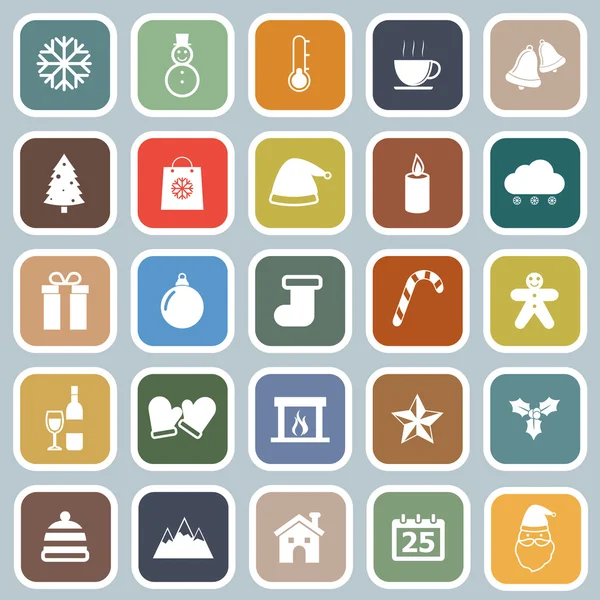 Icone piatte invernali su sfondo blu — Vettoriale Stock