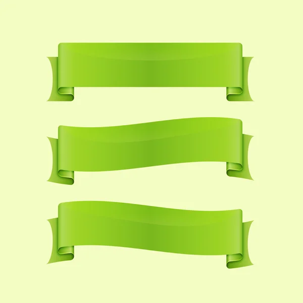 Set of green sleek web ribbon — Stock Vector