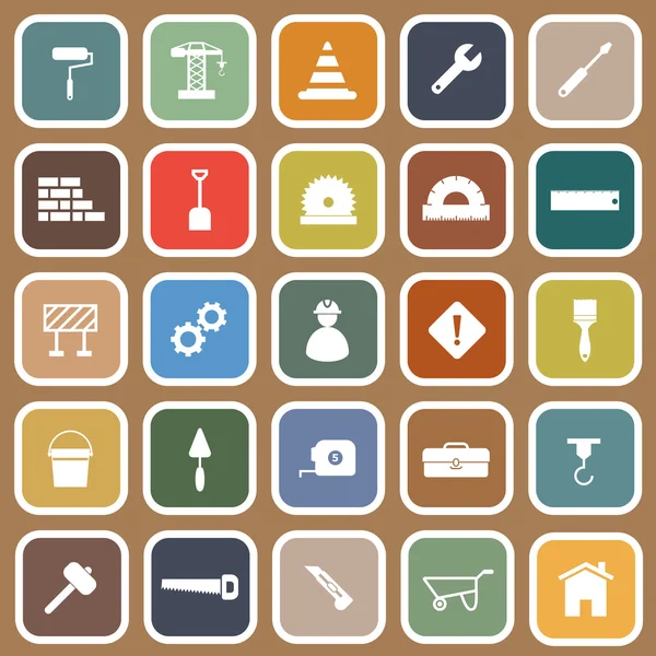 Construction flat icons on brown background — Stock Vector