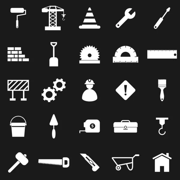 Construction icons on black background — Stock Vector