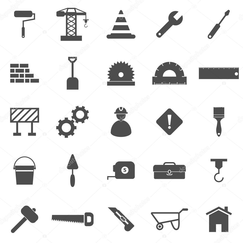 Construction icons on white background