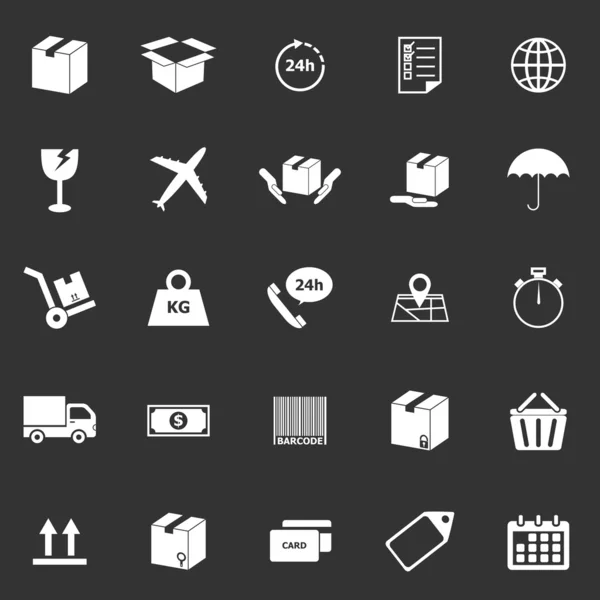 Shipping icons on black background — Stock Vector