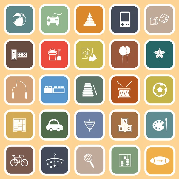 Toy flat icons on orange background — Stock Vector