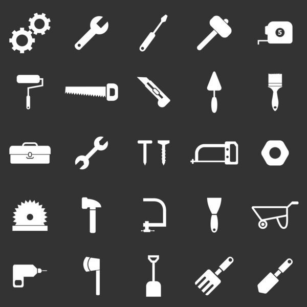 Tool icons on black background