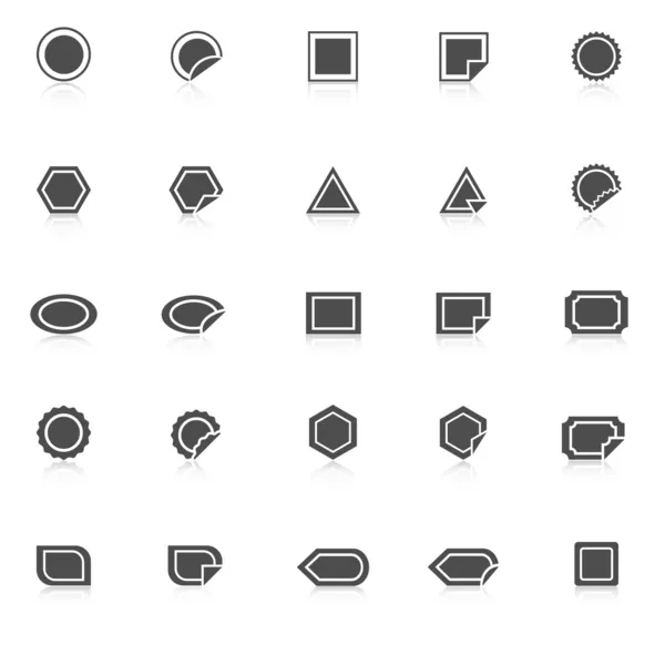 Label icons with reflect on white background — Stock Vector