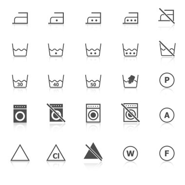 Çamaşırhane simgeleri ile beyaz zemin üzerine yansıtmak