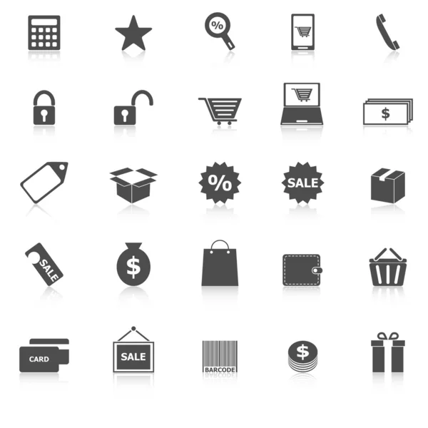 Shopping icone con riflettere su sfondo bianco — Vettoriale Stock