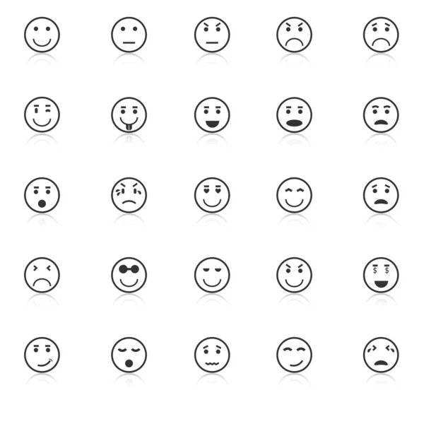 Beyaz arka plan üzerinde daire yüz simgeleri ile yansıtmak